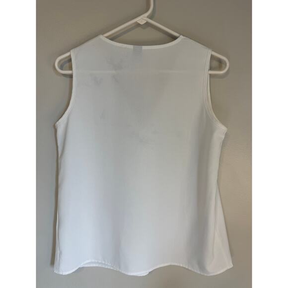 Shein Women's White Tank Top Size Small/4 With Cream Neck Detail Business - Picture 6 of 12